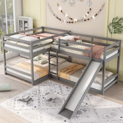 Streamdale Furniture Streamdale Full And Twin Size L-shaped Bunk Bed With Slide And Short Ladder