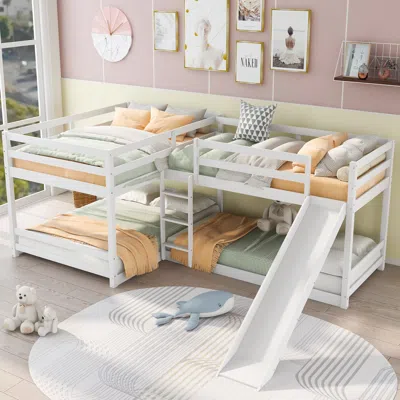 Streamdale Furniture Streamdale Full And Twin Size L-shaped Bunk Bed With Slide And Short Ladder