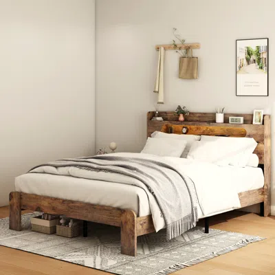 Streamdale Furniture Streamdale Full Bed Frame With Led Headboard, Usb Ports & Storage
