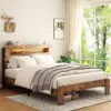 Streamdale Furniture Streamdale Full Bed Frame With Led Headboard, Usb Ports & Storage In Brown