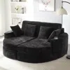 Streamdale Furniture Streamdale Full-compressed Chaise Sofa 80" Curved Boneless Couch With Cup Holders, Black