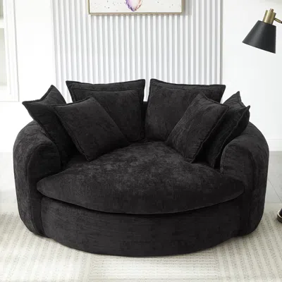 Streamdale Furniture Streamdale Full-compressed Round Chaise Sofa, Black