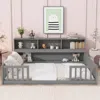 Streamdale Furniture Streamdale Full Floor Bed With Side Bookcase, Shelves, Guardrails, Grey
