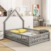 Streamdale Furniture Streamdale Full House-shaped Headboard Floor Bed With Fence