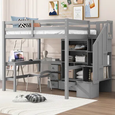 Streamdale Furniture Streamdale Full Loft Bed With Desk, Drawers & Storage Staircase
