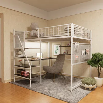 Streamdale Furniture Streamdale Full Loft Metal Bed With Charging And Lighting