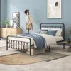 Streamdale Furniture Streamdale Full Metal Platform Bed Frame With Headboard Strong Slat Support No