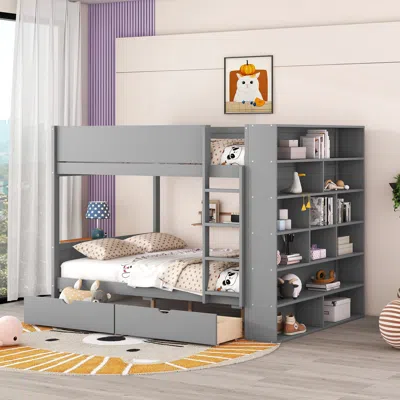 Streamdale Furniture Streamdale Full Over Full Bunk Bed With 2 Drawers And Multilayer Cabinet