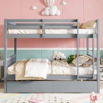 Streamdale Furniture Streamdale Full Over Full Bunk Bed With 2 Drawers, Convertible To 2 Full Beds