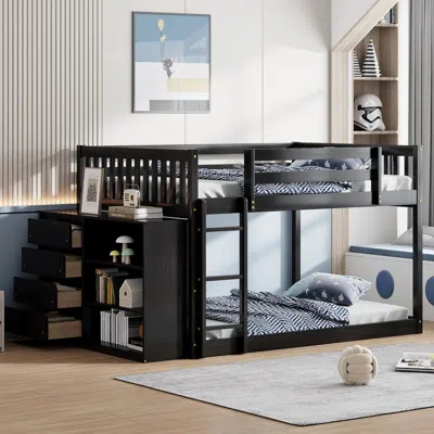 Streamdale Furniture Streamdale Full Over Full Bunk Bed With 4 Drawers And 3 Shelves-espresso