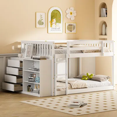 Streamdale Furniture Streamdale Full Over Full Bunk Bed With 4 Drawers And 3 Shelves-gray