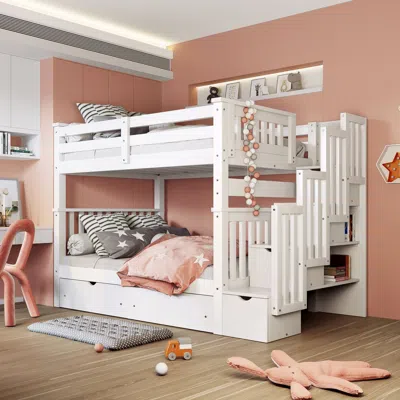 Streamdale Furniture Streamdale Full Over Full Bunk Bed With Shelves And 6 Storage Drawers