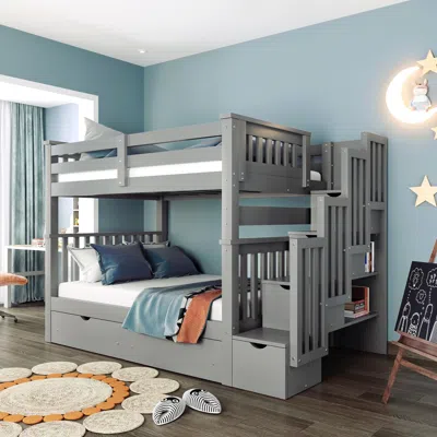 Streamdale Furniture Streamdale Full Over Full Bunk Bed With Shelves And 6 Storage Drawers