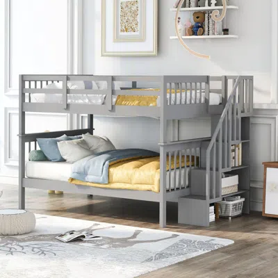 Streamdale Furniture Streamdale Full-over-full Bunk Bed With Storage & Guard Rail
