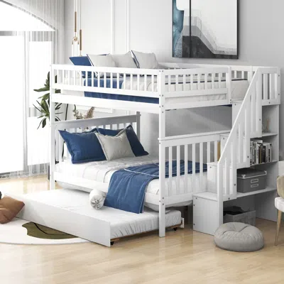 Streamdale Furniture Streamdale Full Over Full Bunk Bed With Trundle And Staircase