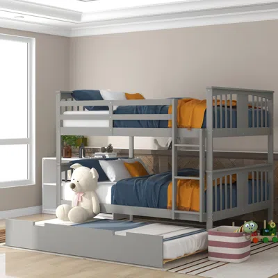 Streamdale Furniture Streamdale Full Over Full Bunk Bed With Twin Size Trundle And Ladder