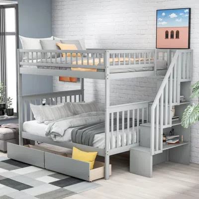 Streamdale Furniture Streamdale Full Over Full Bunk Bed With Two Drawers And Storage