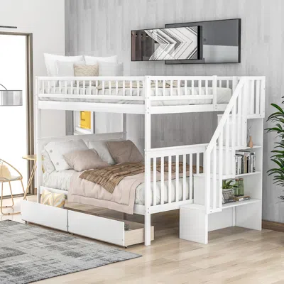 Streamdale Furniture Streamdale Full Over Full Bunk Bed With Two Drawers And Storage