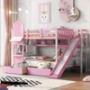 Streamdale Furniture Streamdale Full Over Full Castle Style Bunk Bed With 2 Drawers 3 Shelves