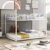 Streamdale Furniture Streamdale Full Over Full Metal Bunk Bed, Low Bunk Bed With Ladder