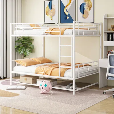 Streamdale Furniture Streamdale Full Over Full Metal Bunk Bed With Shelf And Guardrails