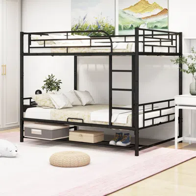 Streamdale Furniture Streamdale Full Over Full Metal Bunk Bed With Shelf And Guardrails