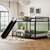 Streamdale Furniture Streamdale Full Over Full Size Metal Bunk Bed With Slide And Guardrails, Black