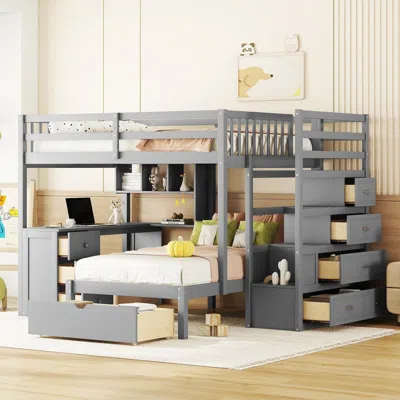 Streamdale Furniture Streamdale Full Over Twin Bunk Bed With Desk