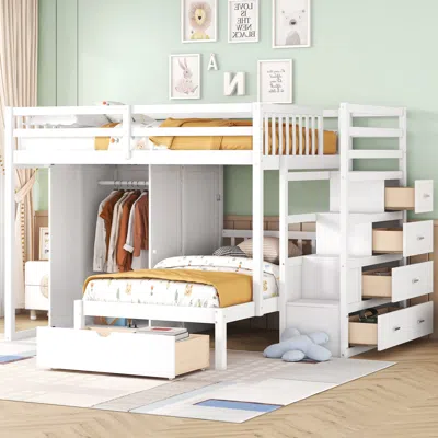 Streamdale Furniture Streamdale Full Over Twin Bunk Bed With Wardrobe