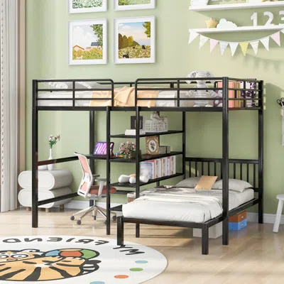 Streamdale Furniture Streamdale Full Over Twin Metal Bunk Bed With Built-in Desk