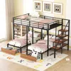 Streamdale Furniture Streamdale Full Over Twin-twin Triple Bunk Bed With Drawers And Staircase