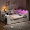 Streamdale Furniture Streamdale Full Platform Bed: Storage, Charging, Led, Desk, Upholstered Headboard In White