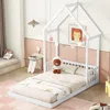 Streamdale Furniture Streamdale Full Roof-framed Headboard Floor Bed With Headboard Guardrails