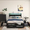 Streamdale Furniture Streamdale Full Size Bed Frame With 8 Storage Drawers & Led Headboard