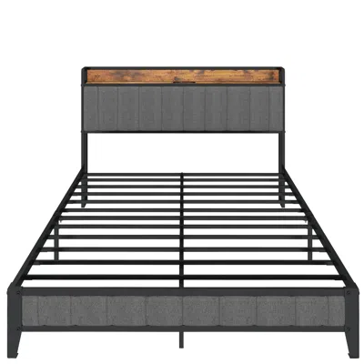Streamdale Furniture Streamdale Full Size Bed Frame With Charging Station
