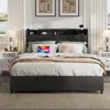 Streamdale Furniture Streamdale Full Size Bed Frame With Headboard, Outlets & Storage