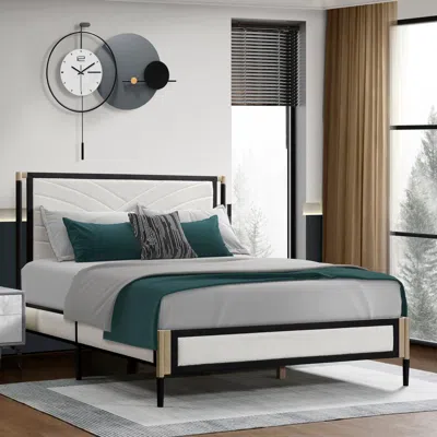 Streamdale Furniture Streamdale Full Size Bed With Boucle Fabric Headboard, Frame
