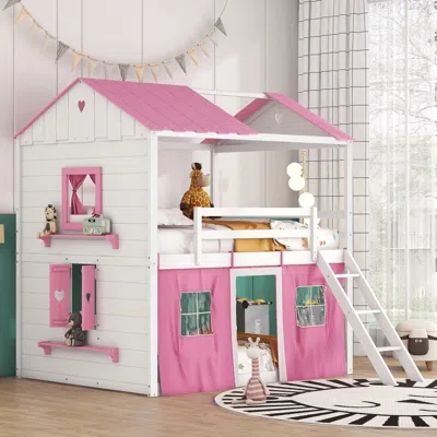 Streamdale Furniture Streamdale Full Size Bunk Wood House Bed With Elegant Windows