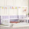 Streamdale Furniture Streamdale Full Size Canopy Frame Floor Bed With Fence