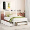 Streamdale Furniture Streamdale Full Size Elegant Bed Frame With Rattan Headboard And Sockets