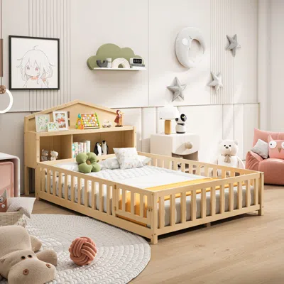 Streamdale Furniture Streamdale Full-size Floor Beds With Bookcases, Blackboard, Storage