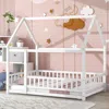 Streamdale Furniture Streamdale Full Size Floor Wooden Bed With House Roof Frame