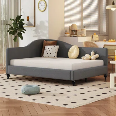 Streamdale Furniture Streamdale Full Size L-shaped Linen Daybed, With Solid Wood Legs