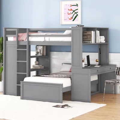 Streamdale Furniture Streamdale Full Size Loft Bed With A Twin Size Stand-alone Bed