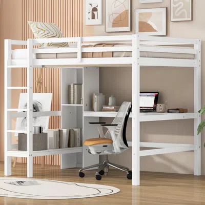 Streamdale Furniture Streamdale Full Size Loft Bed With Multifunction Shelves And Under-bed Desk