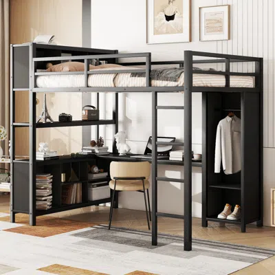 Streamdale Furniture Streamdale Full Size Loft Bed With Storage