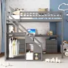 Streamdale Furniture Streamdale Full Size Loft Bed With Two Chest Of Drawers, Desk And Light Strip, Gray In Gray