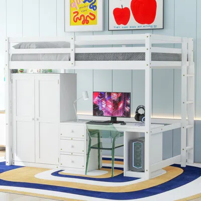 Streamdale Furniture Streamdale Full Size Loft Bed With Wardrobe