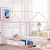 Streamdale Furniture Streamdale Full Size Metal Bed House Bed Frame With Fence
