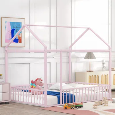 Streamdale Furniture Streamdale Full Size Metal Bed House Bed Frame With Fence